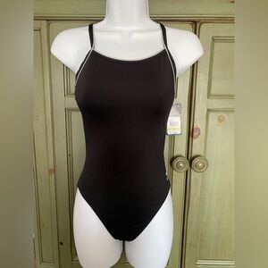 NWT Speedo Black One-Piece Swimsuit with Thin Straps